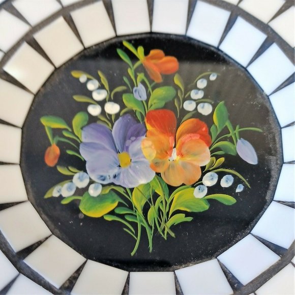 Vintage 5.5" Trinket Dish Bowl Danish Modern Denmark Mosaic Tile Scandinavian L1 - Picture 2 of 4
